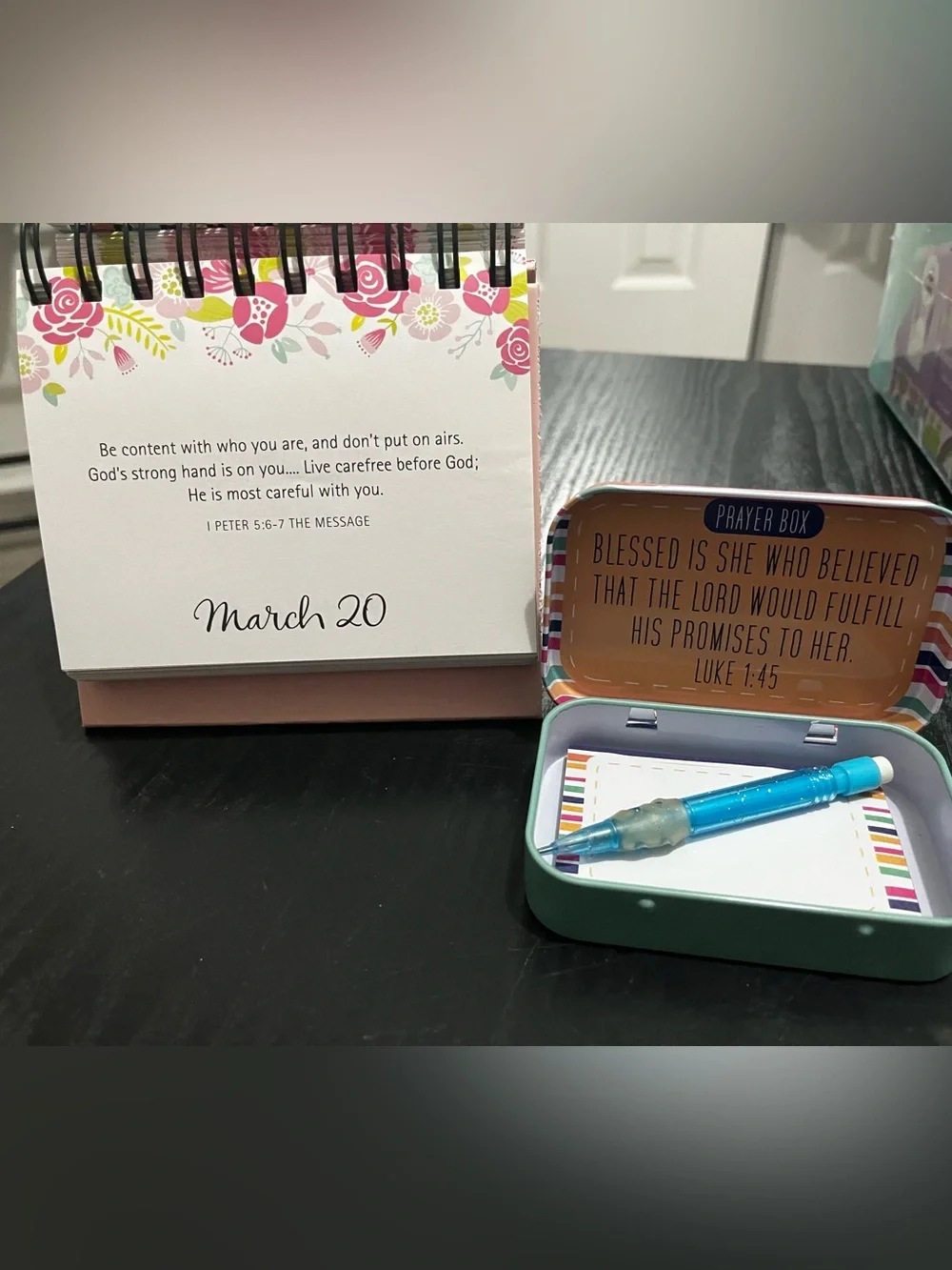 Moments for Moms Floral Inspirational Desk Flip Calendar - Pink & White